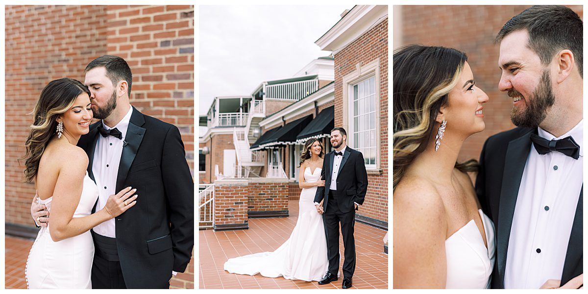 Bride and groom portraits outside of the Colonial Country Club in Fort Worth, TX taken by Brittany Partain, a Fort Worth wedding photographer. 