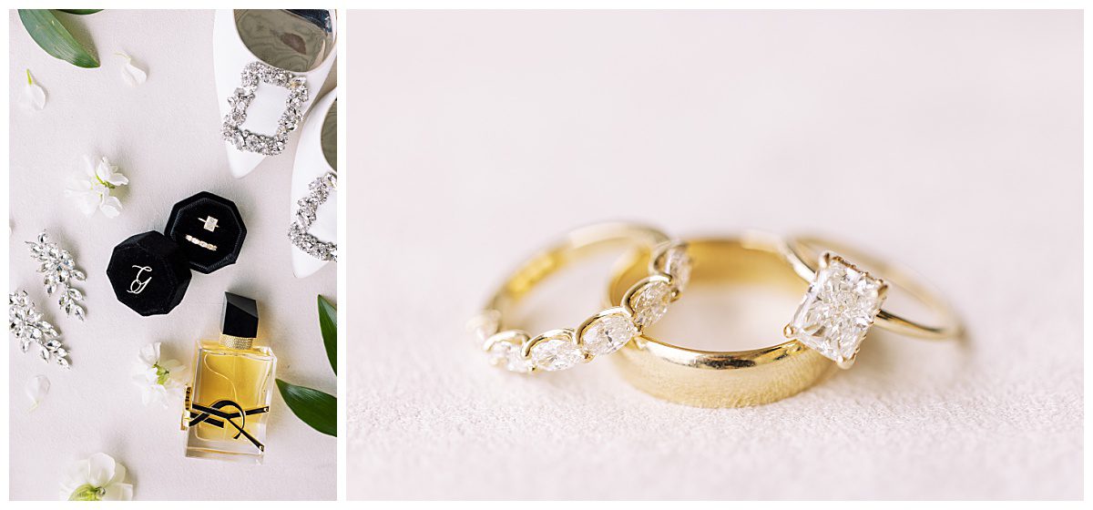 Wedding details and gold wedding rings  at the Colonial Country Club in Fort Worth, Texas captured by Brittany Partain, a DFW Wedding Photographer.