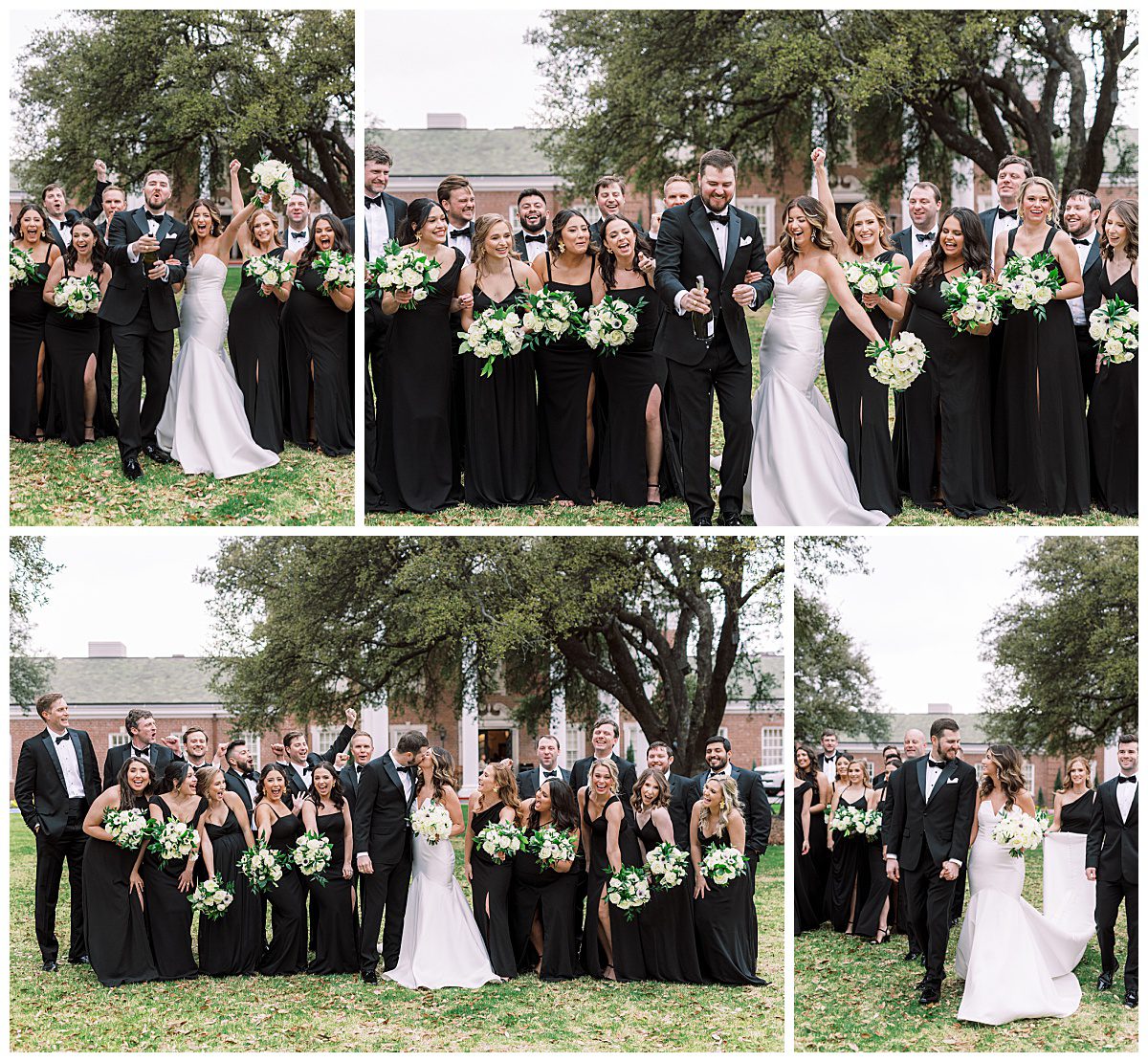 Wedding party portraits at The Colonial Country Club taken by Brittany Partain, a Texas wedding photographer. 