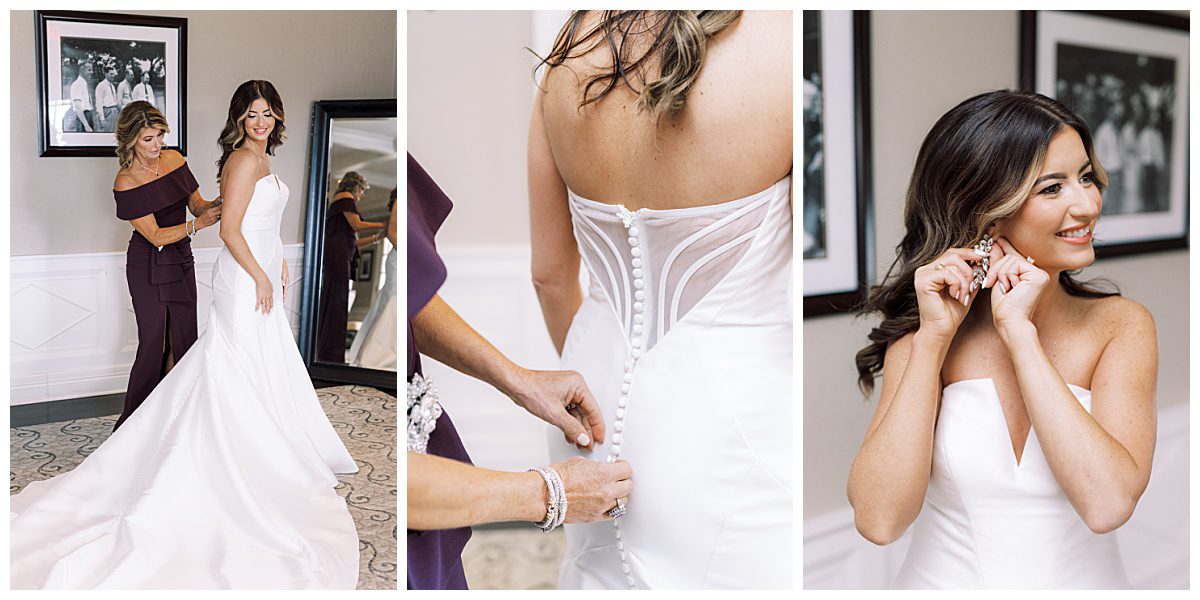 Bride getting ready at the Colonial Country Club in Fort Worth, TX captured by Brittany Partain, a Fort Worth Wedding Photographer. 